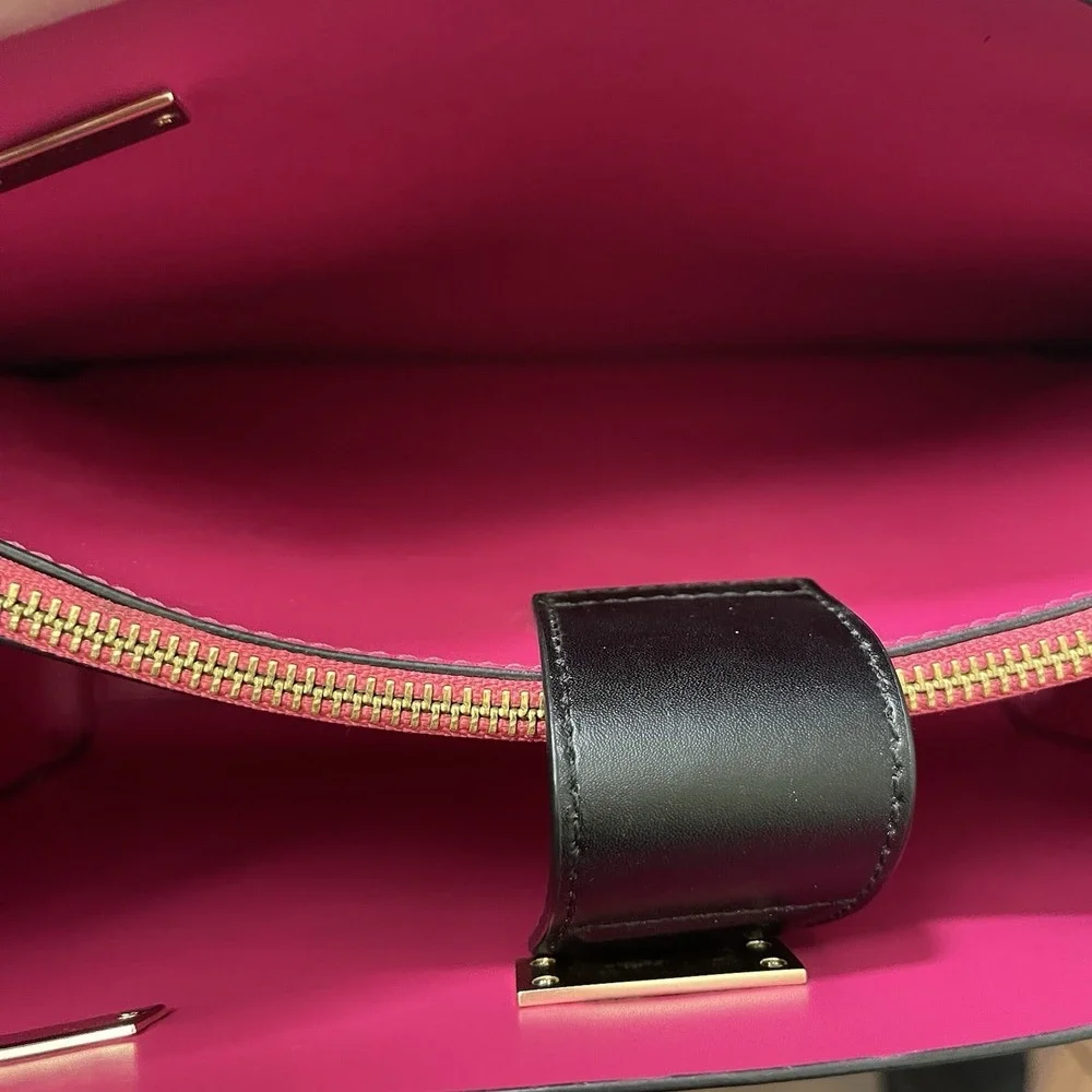 Kate Spade‎ Black & Hot Pink Leather Tote Bag Large - Picture 4 of 16